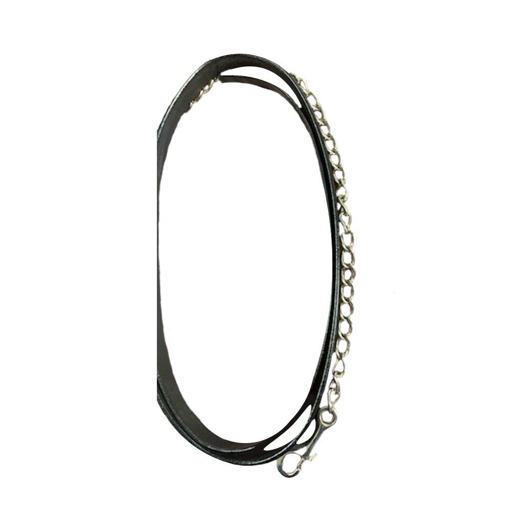 Henri de Rivel Pro Collection Leather Lead with 24&quot; Solid Silver Chain - Breeches.com