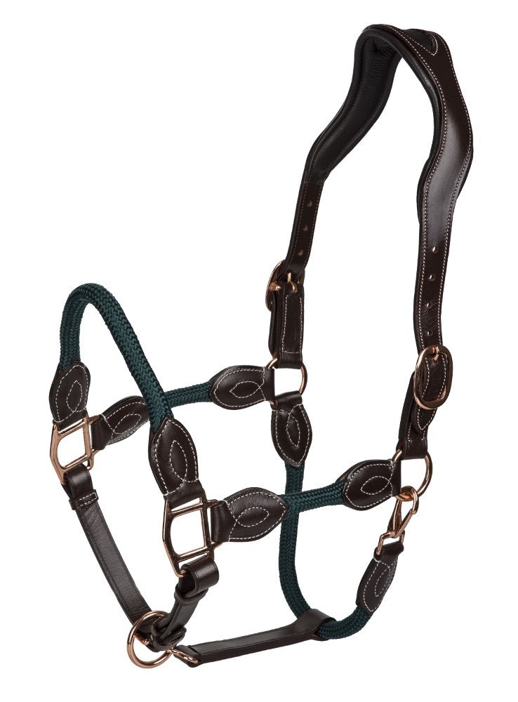Leather and Rope Horse Halter by Kentucky Horsewear - Four Star