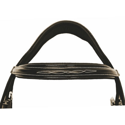 Henri de Rivel Pro Mono Crown Fancy Bridle with Patent Leather Piping and Laced Reins - Breeches.com