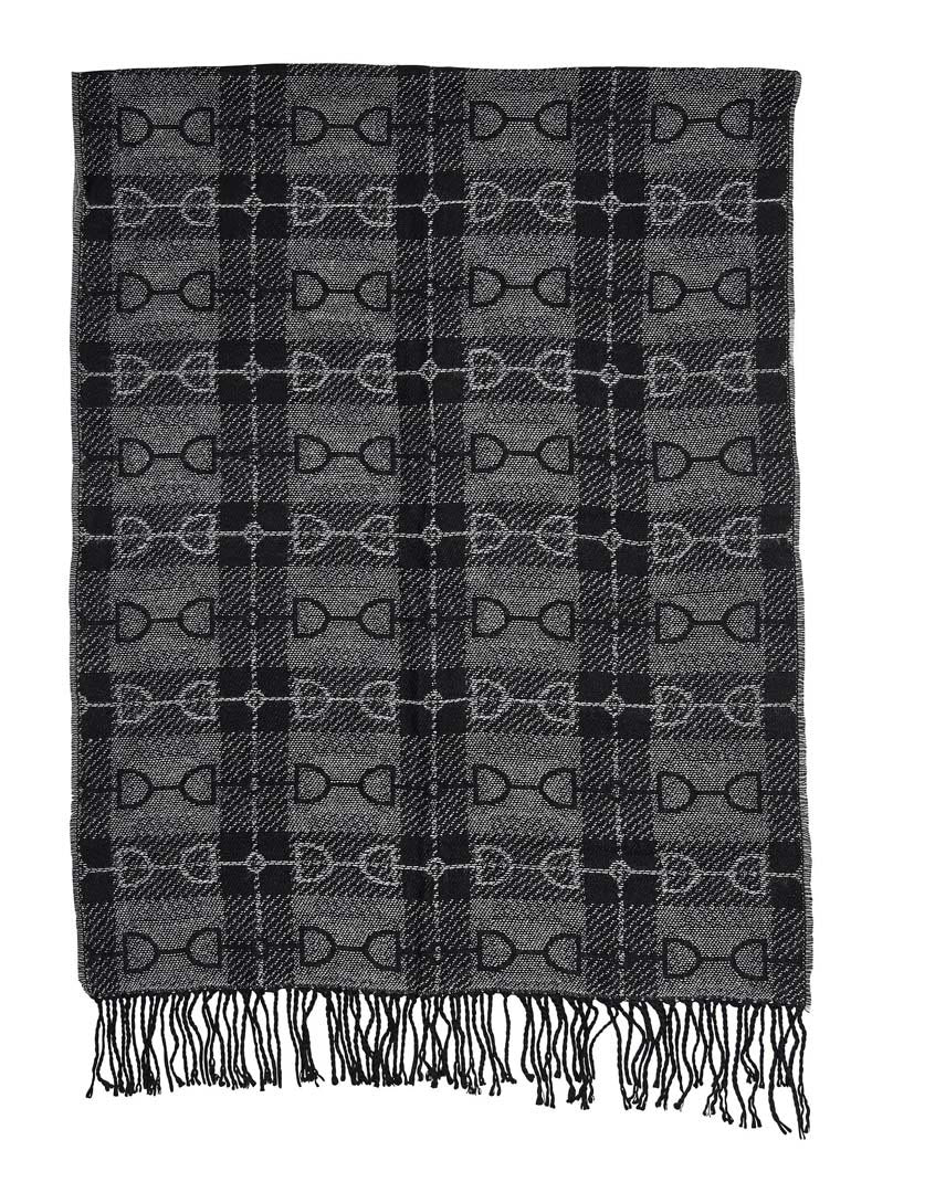 AWST Intl Snaffle Bit Plaid Scarf- Black