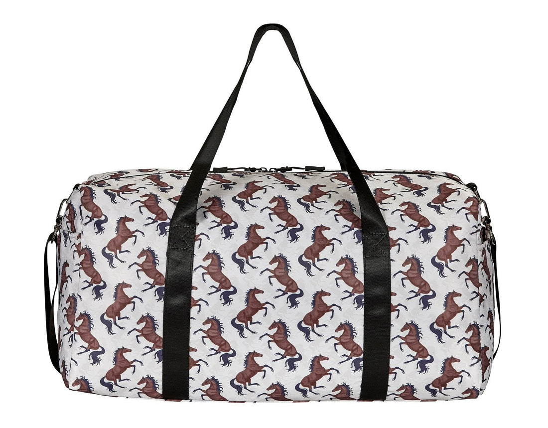 AWST Intl &quot;Lila&quot; Galloping Bay Horses Duffle Bag- Beige - Breeches.com