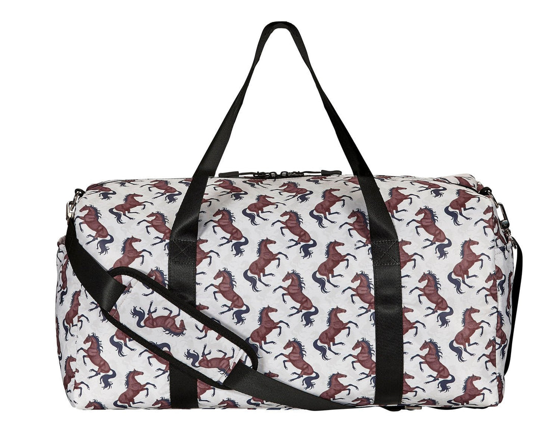 AWST Intl &quot;Lila&quot; Galloping Bay Horses Duffle Bag- Beige - Breeches.com