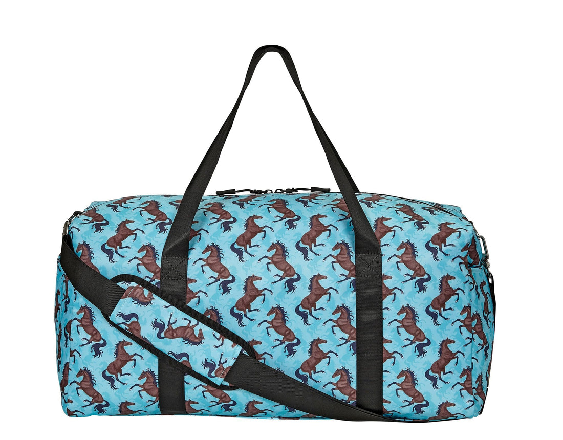 AWST Intl &quot;Lila&quot; Galloping Bay Horses Duffle Bag- Turquoise - Breeches.com