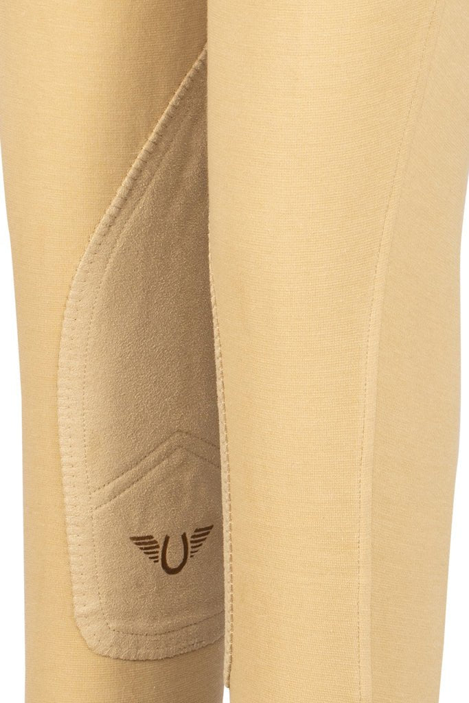 Tuffrider Women's Starter Lowrise Knee Patch Pull On Breeches Tan