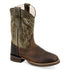 Old West Youth Brown and Olive Green Broad Square Round Toe Boot