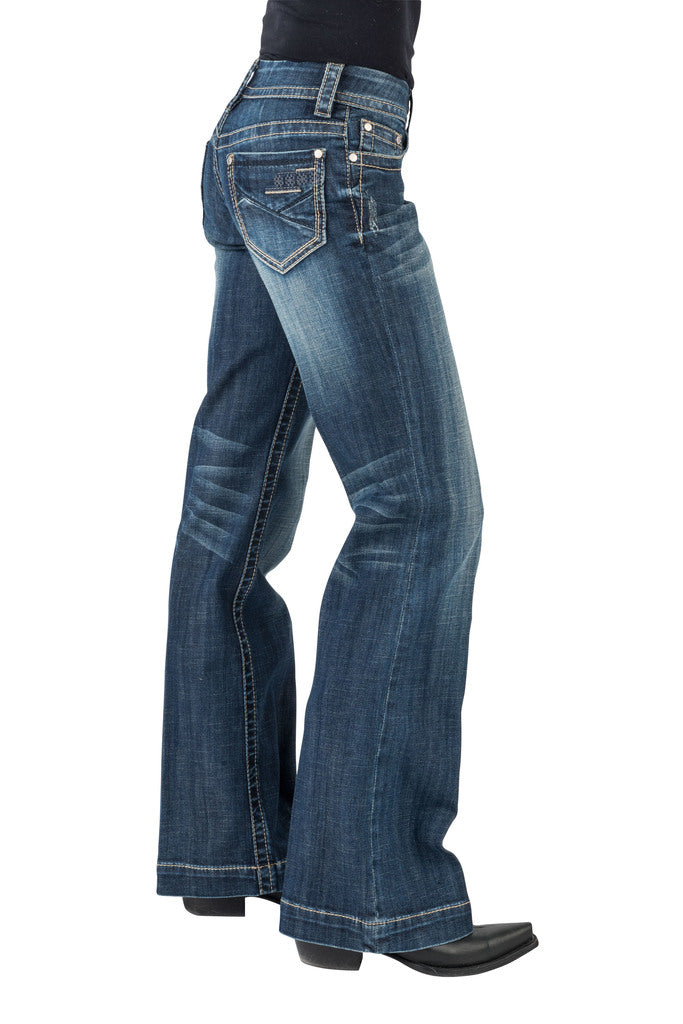 Wrangler Womens Retro Mae Shelby Wash Wide Leg Trouser Jeans 11231717   Russells Western Wear Inc